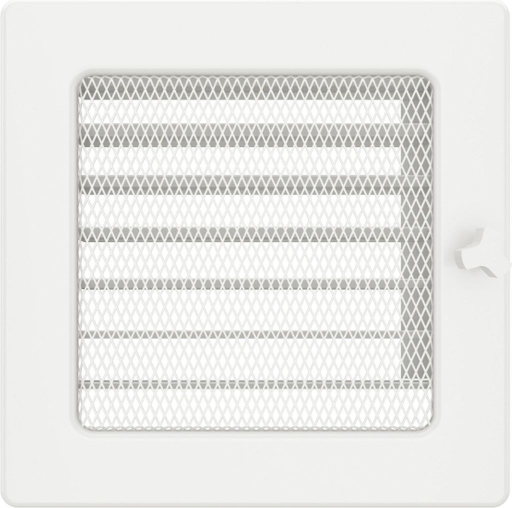 Kaminlüftungsgitter mit Jalousie Weiß 17x17 cm – regulierbares Lüftungsgitter für Kamin, Ofen oder Wand – Metall, rechteckig