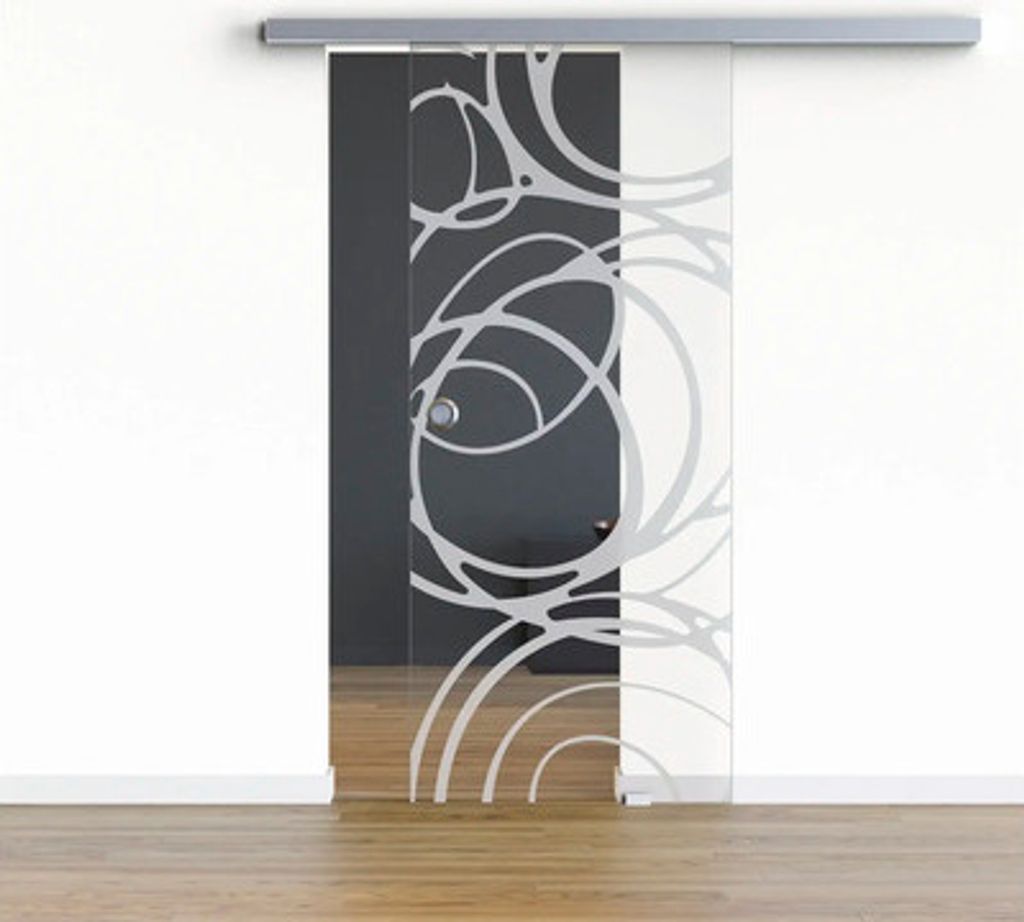 Pertura Glasschiebetür Komplettset Glera Mystic 01 1025x2050 mm Rechts inkl. Beschlag Selir Aluminium Edelstahloptik,Gri