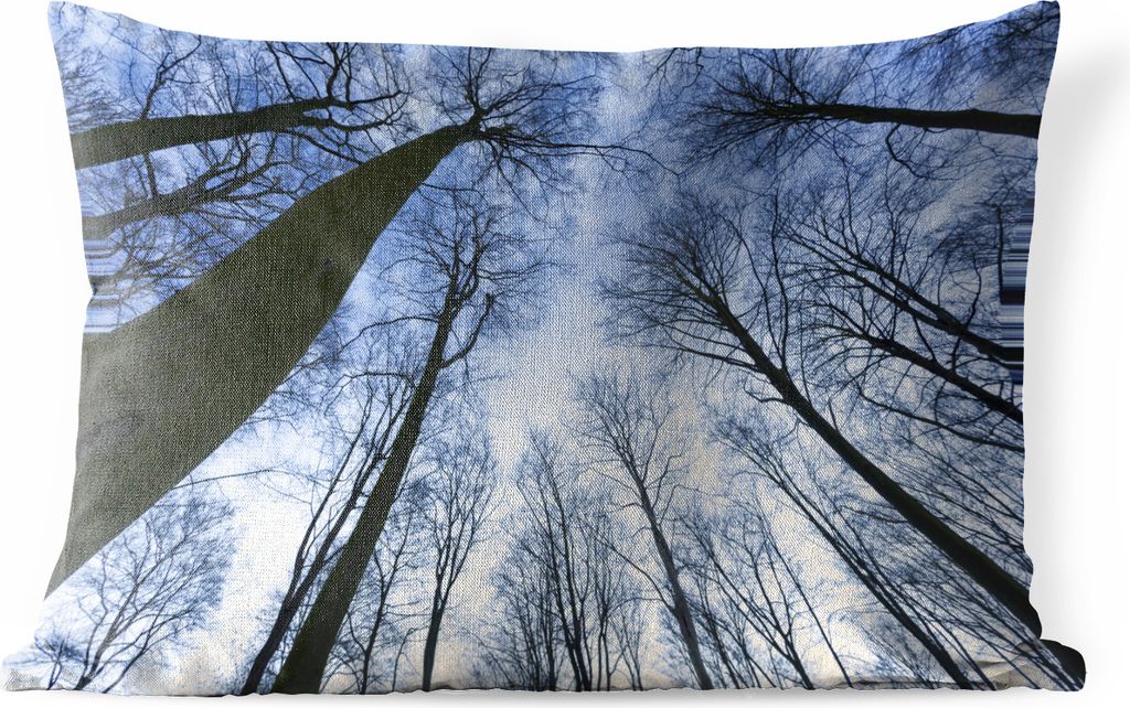 MuchoWow Outdoor Kissen - Wald - Bäume - Himmel - 50x30 cm - Wetterfest - Lounge Kissen - Sofa kissen - Wohnzimmer Dekoration