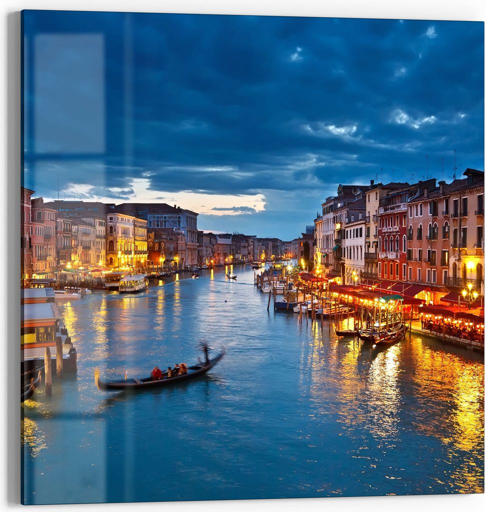 DEQORI Glasbild Echtglas 30x30 cm 'Venedigs Canal Grande' Wandbild Bild modern Deko