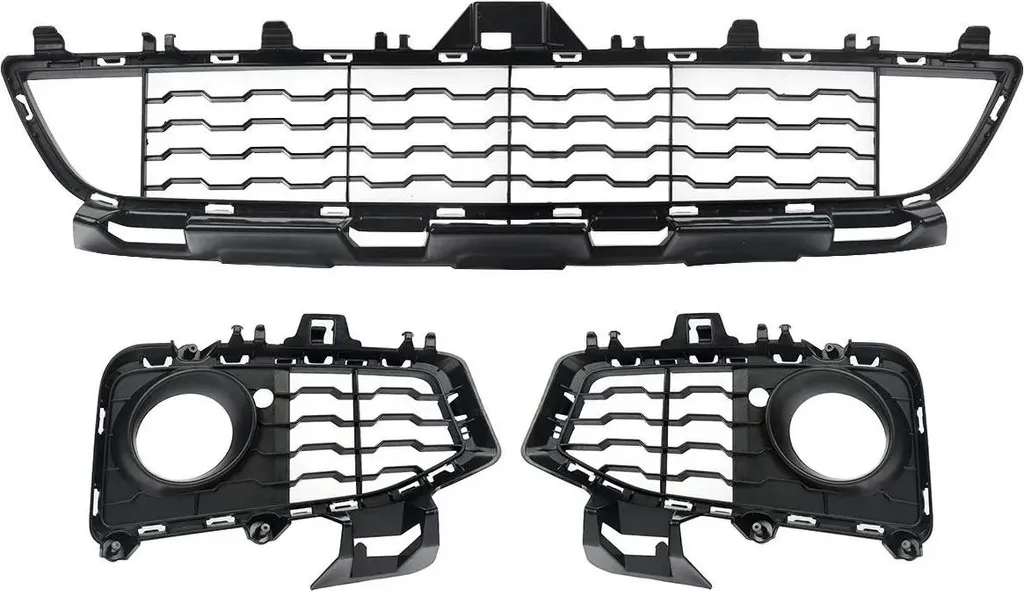 Grille de phares antibrouillard anti-choc en ABS noir - Kit 3 pièces
