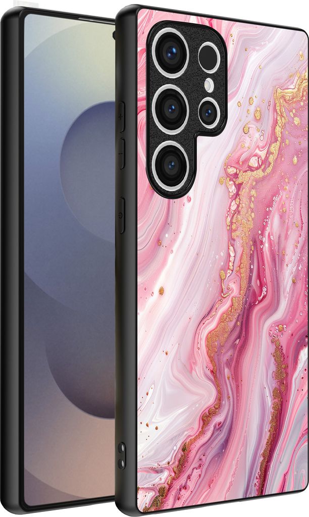 Smartphonica Handytasche Geeignet für Samsung Galaxy S25 Ultra mit Marmordruck - TPU zurück Abdeckung Fall Marmor Design - Pink
