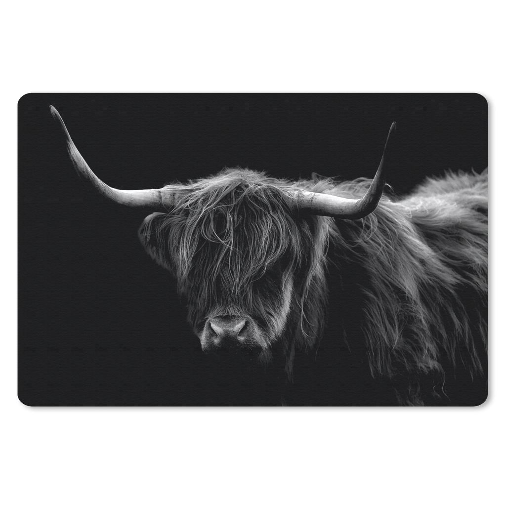 MuchoWow Mauspad Mousepad Schottischer Highlander - Hörner - Schwarz - Tiere - Natur - Wild - Kuh 27x18 cm - Mousepads - Maus Mat - Pad - Mausun...