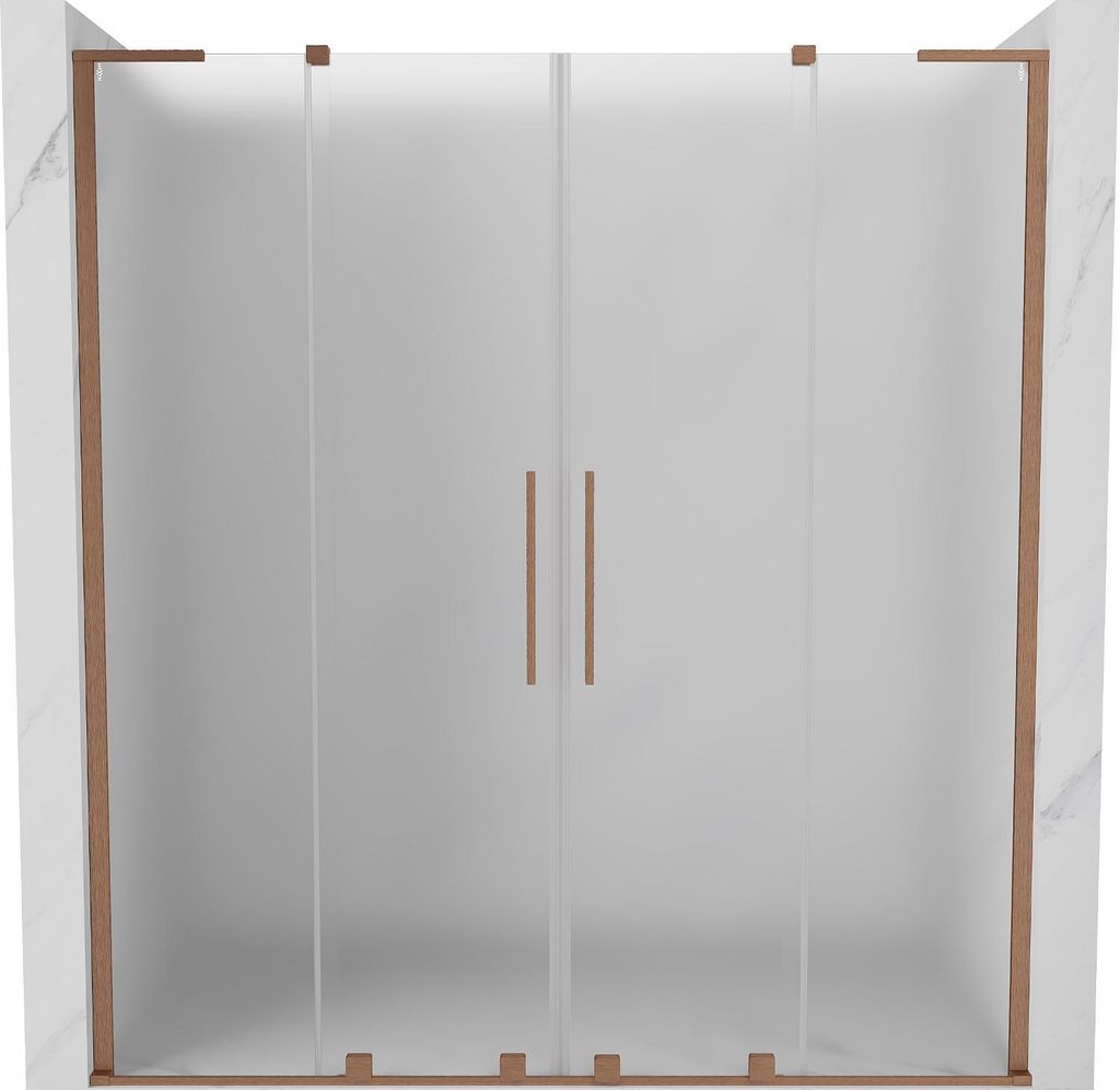 Mexen Velar L Duo Duschschiebetür 180 cm, Milchglas, gebürstetes Kupfer - 871-180-003-32-65