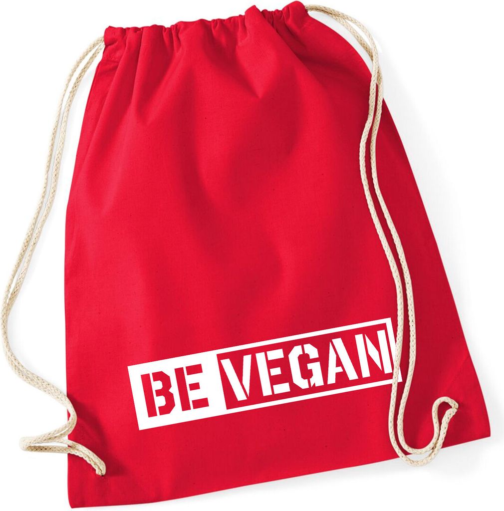 Huuraa Turnbeutel Be Vegan Modern 12 Liter Classic Red Baumwolle Rucksack Geschenkidee