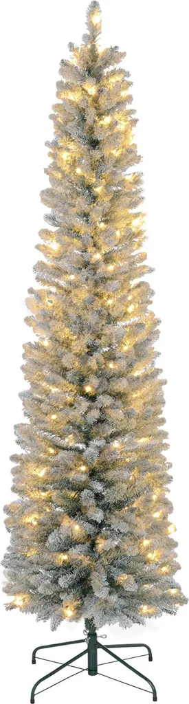 Arbre de Noël artificiel enneigé 1,80m avec LED blanc chaud et support
