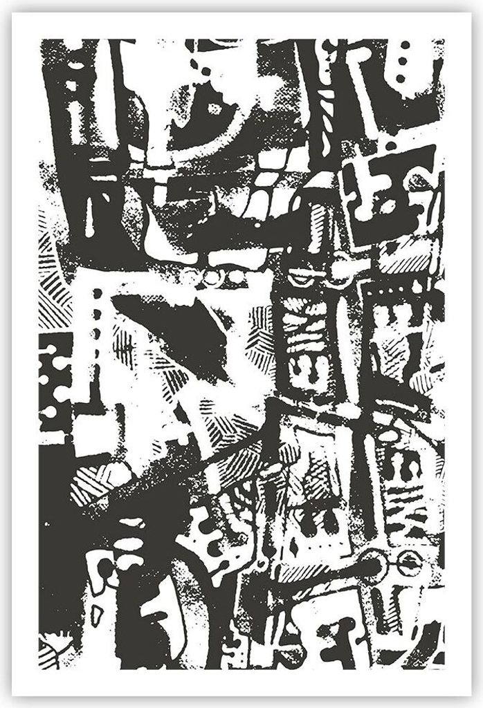 Poster - Poster ohne Rahmen - Schwarzweiß Figuren Abstraktion - 61x91,5 cm - Wand Bild - Wanddeko - Wandbilder - Kunstposter - Wandposter - Bilder...