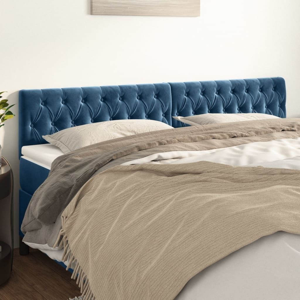 Cloris Designermöbel Kopfteile 2er Set Dunkelblau 90x7x78/88 cm Samt 2024 Neu