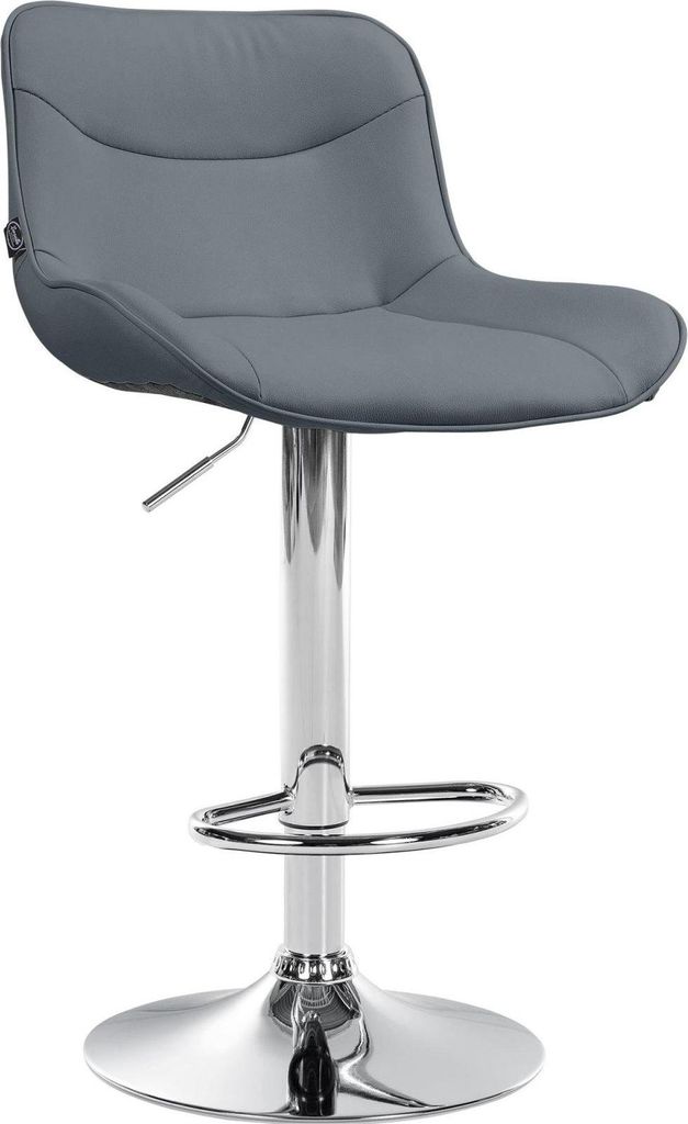 Barhocker aus Kunstleder - Designhocker - Ergonomischer Komfort, höhenverstellbar | Farbe: Grau | Grundfarbe: Chrom