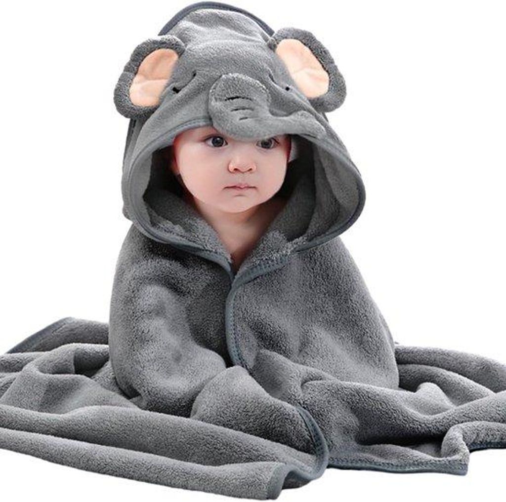 Babypflege-Tuch mit Kapuze, 80x80cm, Korallenfleece, Unisex