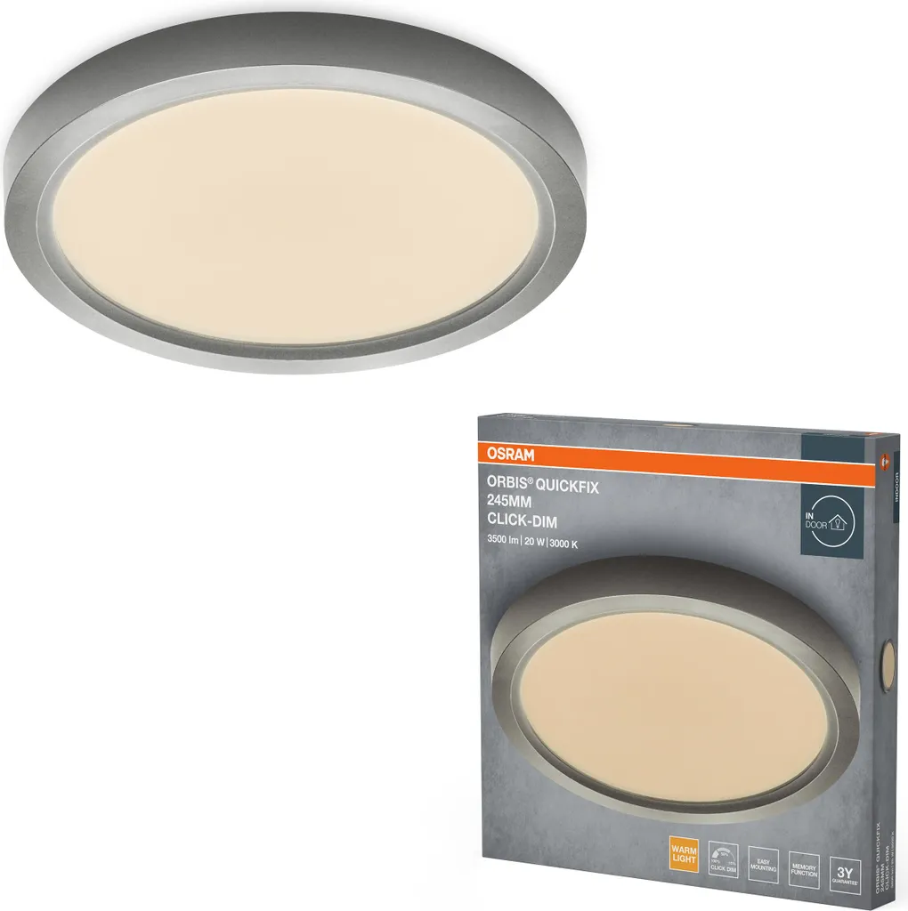 Plafonnier LED OSRAM Orbis Quickfix Argent : Installation Facile et Rapide