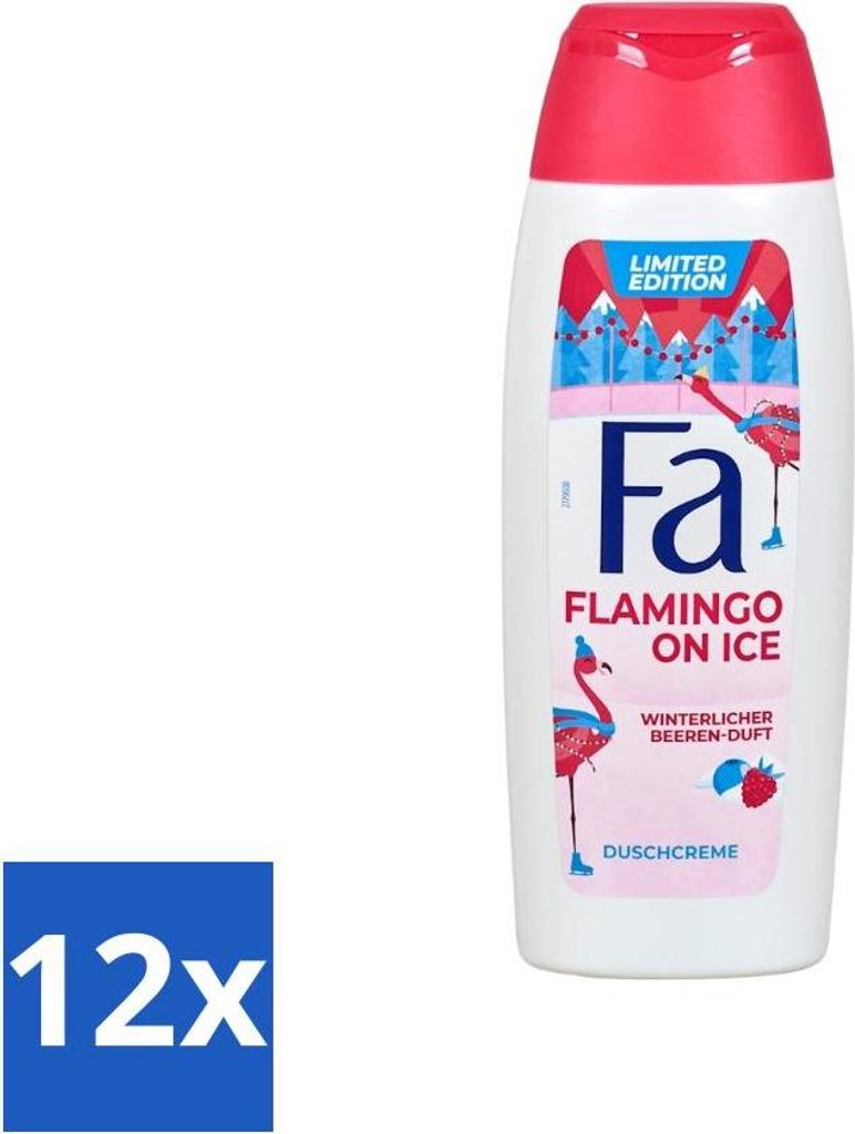 Fa - Duschgel - Winter Flamingo On Ice - Erfrischend & Kühl - Feuchtigkeitsspendend - 250 ml - Vorteilspack - 12 Stücke
