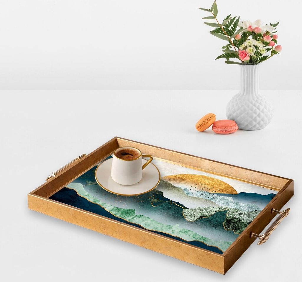 Evila Originals, TPEA9870, Tablett, Mehrfarbig, 100 % GLAS, 50 x 29 x 3,5 cm