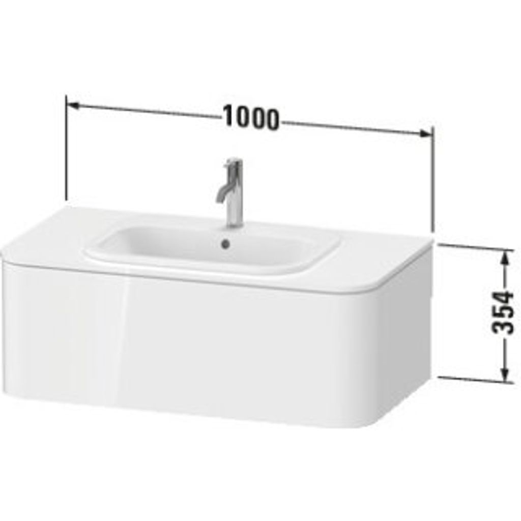 Duravit Happy D.2 Plus Waschtischunterbau für Konsole wandhängend, 1000x550 mm, 1 Auszug, für Einbaubecken von oben, HP495107575