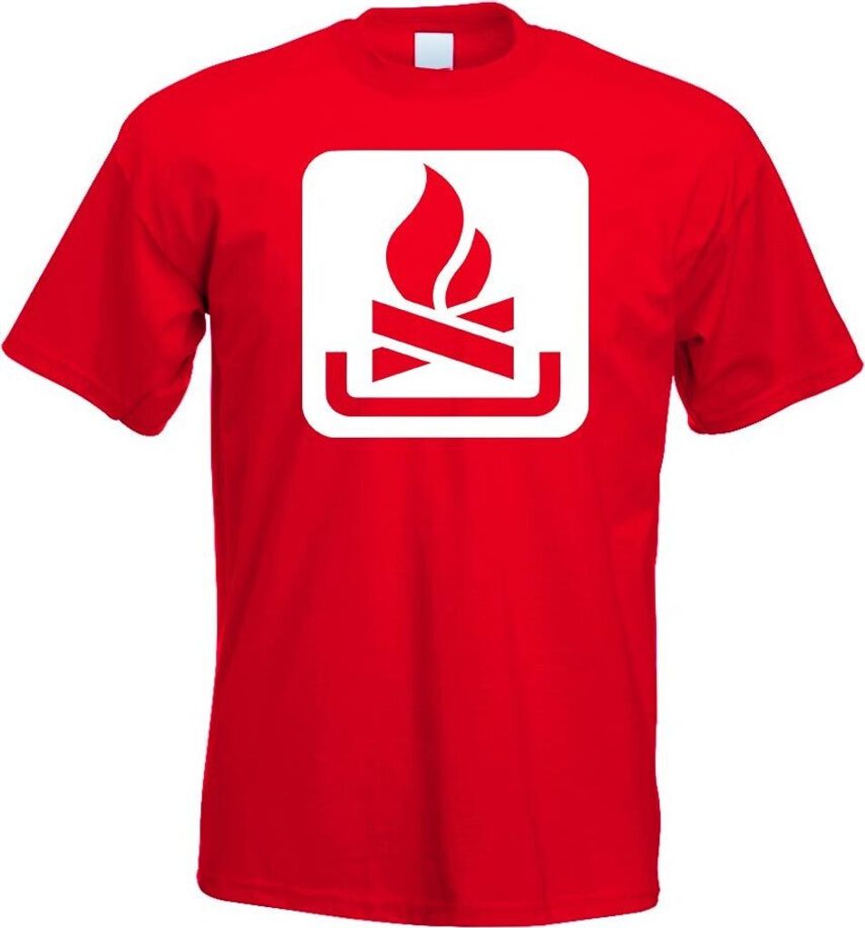 Kiwistar - T-Shirt - rot - Lagerfeuerplatz Stelle Piktogramme Herren Funshirt Bedruckt Design Sprüche Spruch Motive - mit Motiv Bedruckt - Funshir...