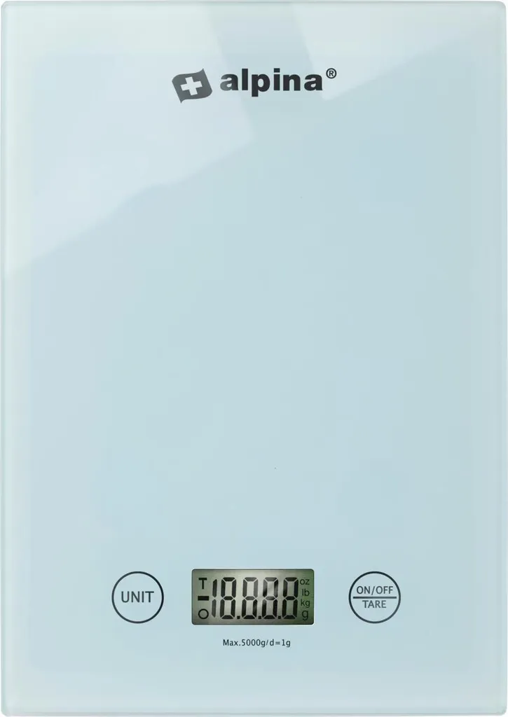 Alpina Balance de cuisine numérique avec fonction tare 5kg Blanc 22cm