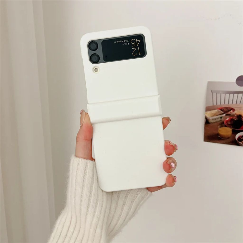 Hülle für Samsung Galaxy Z Flip 6, Scharnier-Rückseite aus Kunststoff, Farbe:Weiß