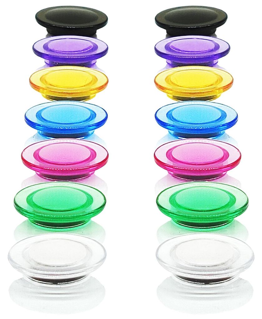 Kühlschrankmagnete, starke Magnete, robuste Magnete, kleine Magnete, 14 Stück, 7 Farben, transparente Mini-Magnete, runde Magnete für Whiteboard...
