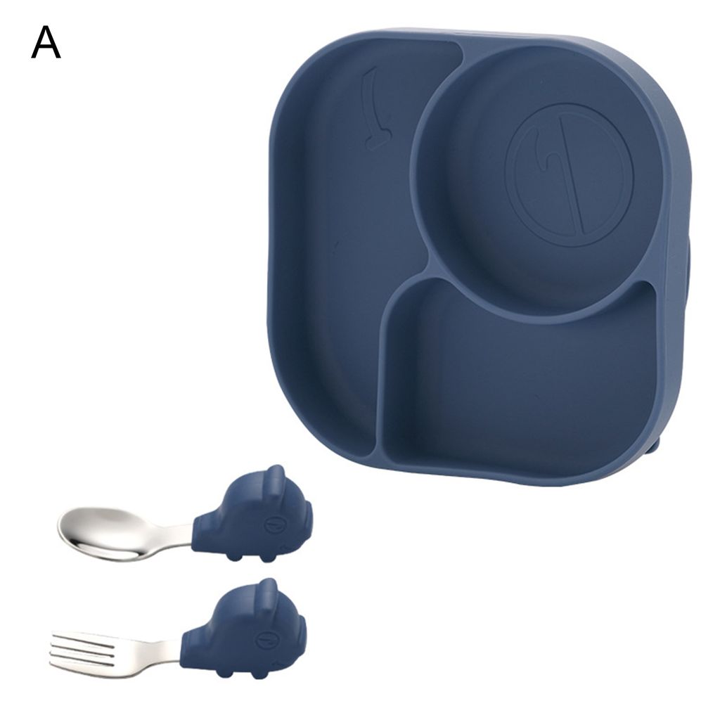 1 Set Fütterungsplatte Lebensmittelqualität Hitzebeständiges Silikon Kinder- und Kindergeschirr -Fütterungsplatte für Zuhause-Blau A