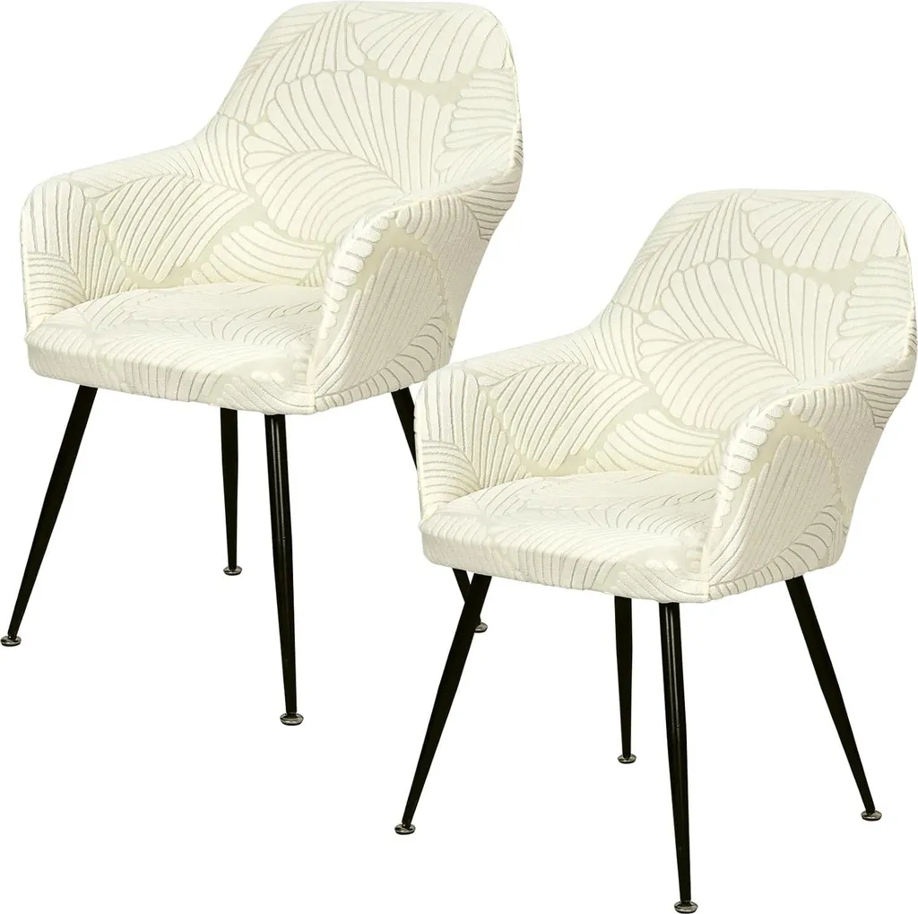 Housse de chaise extensible pour fauteuils beiges lavable - Set de 2 - 2