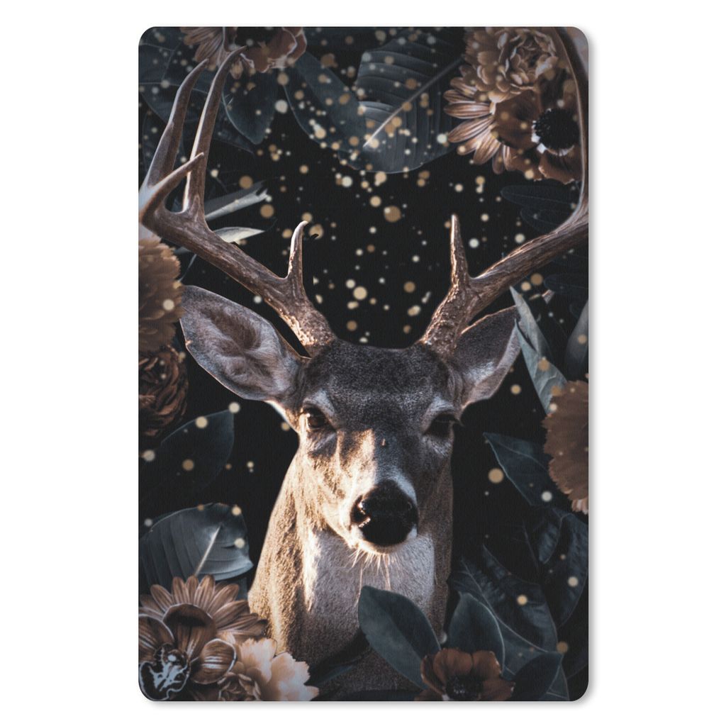 MuchoWow Mauspad Mousepad Hirsche - Gold - Pflanzen 40x60 cm - Mousepads - Maus Mat - Pad - Mausunterlage - Schreibtisch Accesoire