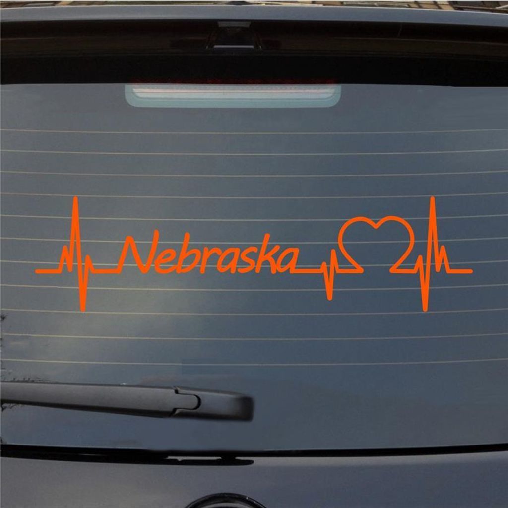 Heckscheibenaufkleber Nebraska Herzschlag Puls Staat USA Liebe 55x14 cm Orange Auto Aufkleber Sticker