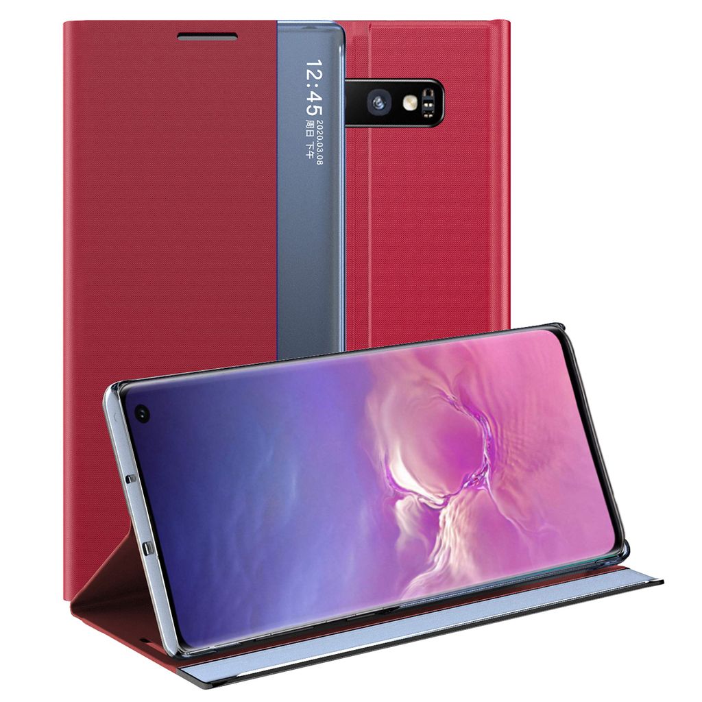 Galaxy S10 Pouzdro, Slim Flip Kožené Pouzdro s Okénkem a Obrázek produktu 