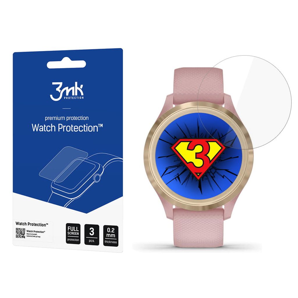 3mk Display Hybridglas Watch Protection für Garmin Vivomove 3s 0,2mm (3 Stück)