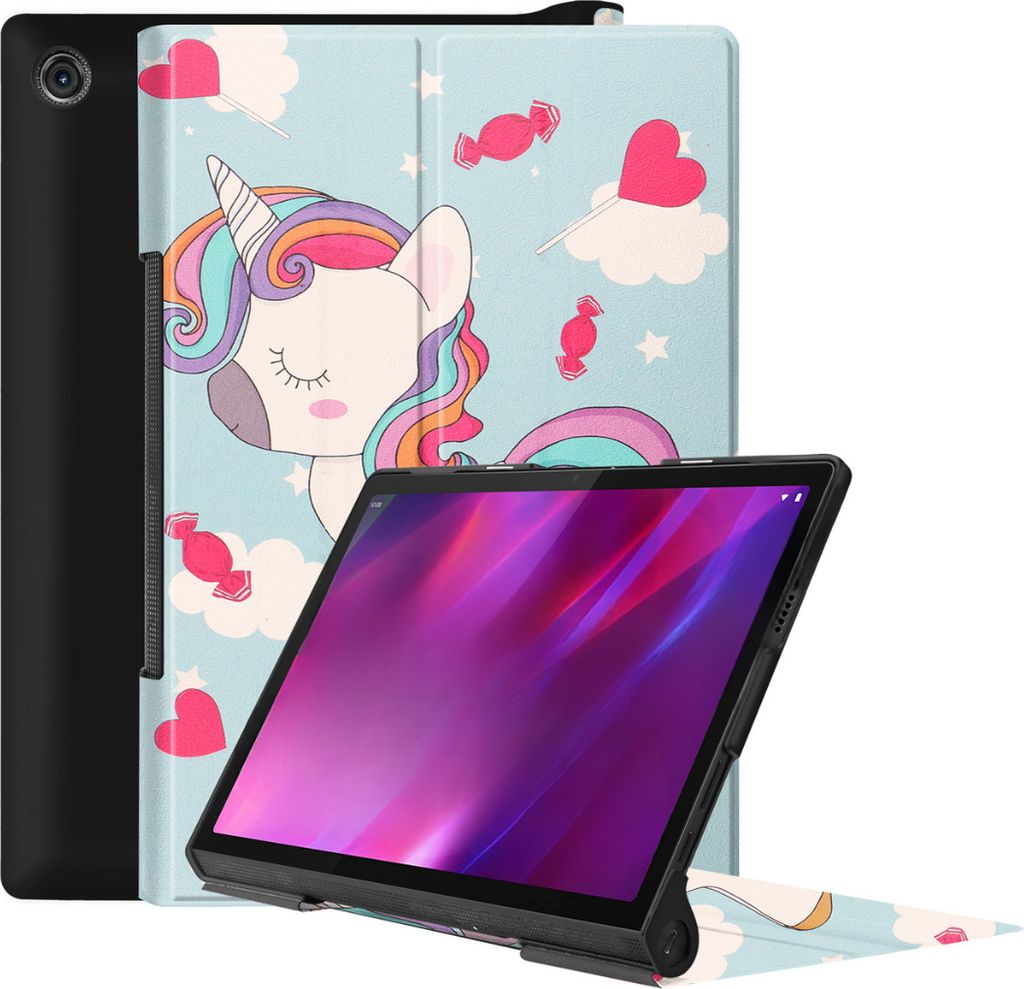 Case2go - Hülle kompatibel mit Lenovo Yoga Tab 11 (2021) - Mit Standfunktion - Kunstleder Tablet Case Schutzhülle - Einhorn