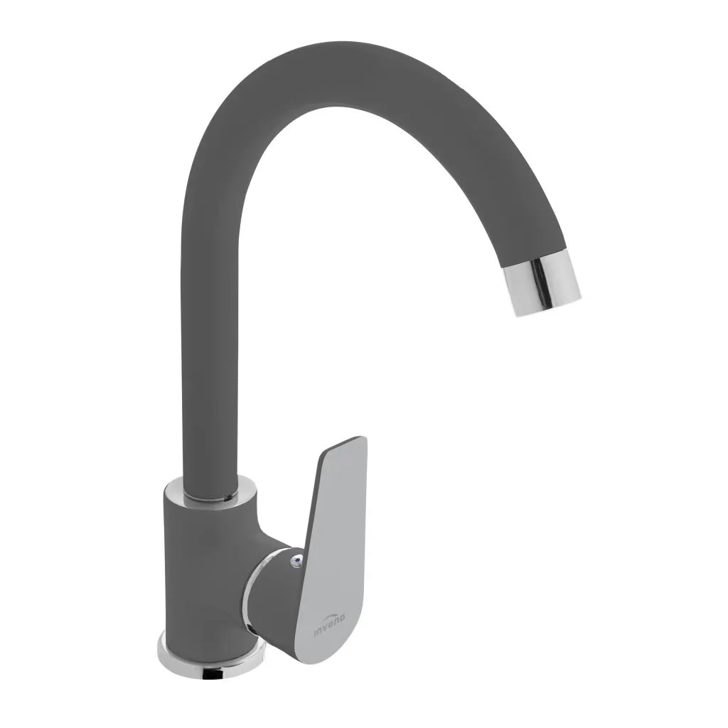 Mitigeur évier DOKOS Graphite Chrome 27,6 cm - Finition Haute Qualité
