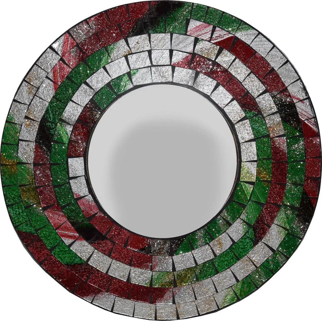 Specchio Decorativo Mosaico Glitter Indonesia 20cm | Home Decor Boho Chic