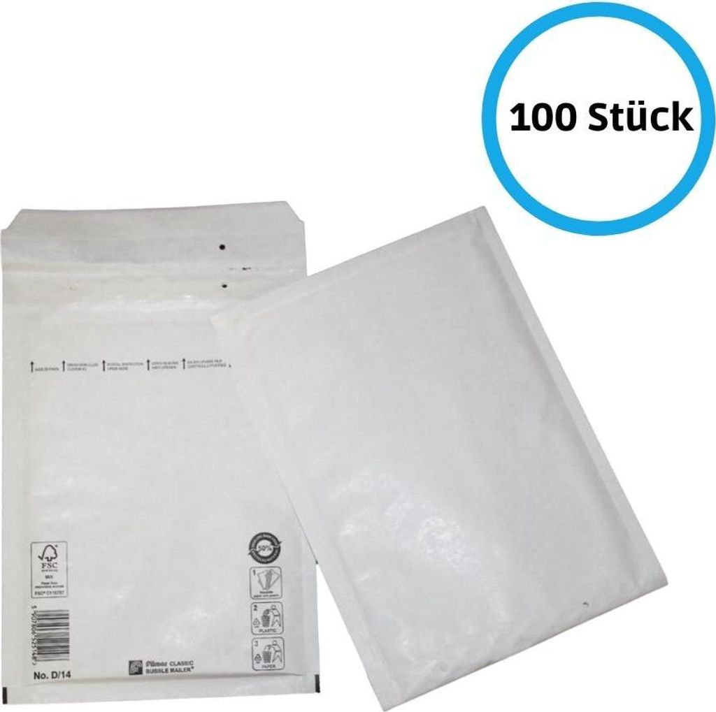 Luftpolsterumschlag A4 KK Verpackungen Versandtasche, 100 Luftpolster-Versandtaschen D4 D/4 200x275mm (Außenmaß) Weiß Luftpolsterumschläge A4