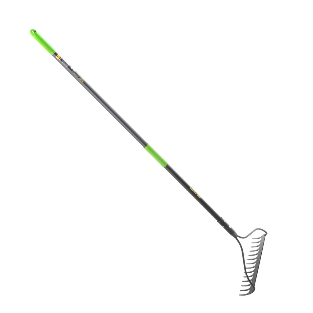 Rastrello Da Giardino Regolabile 152 Cm - 17 Denti In Metallo, Testa Larga 43 Cm, Per Foglie, Terreno E Ghiaia, Colore Grigio