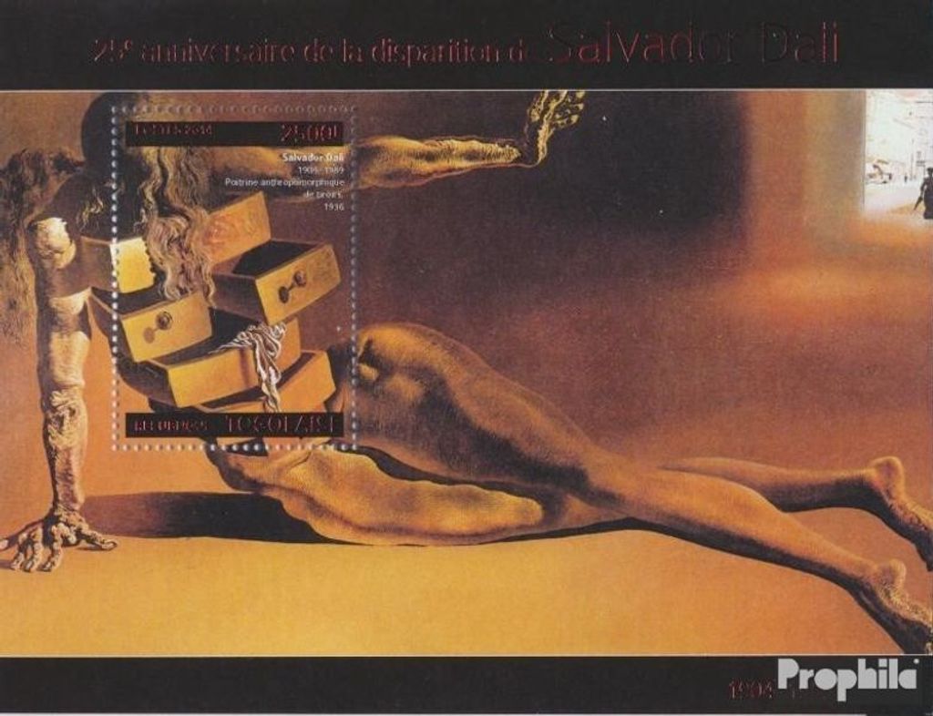 Briefmarken Togo 2014 Mi Block 1015 (kompl. Ausgabe) postfrisch Salvador Dalí