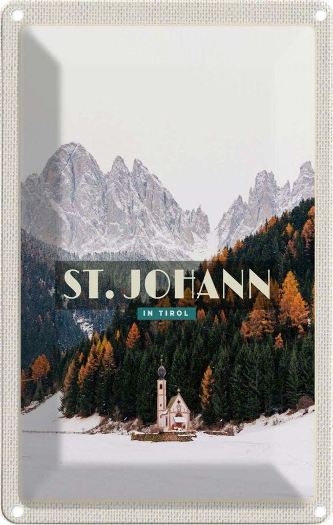 vianmo Blechschild 30x20 cm St. Johann Reisen Urlaub in Tirol Schnee Wald Winter Bildmotiv Reisemotiv Abenteuer