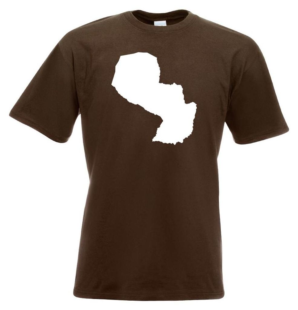 Kiwistar - T-Shirt - Chocolate - Paraguay Umriss Kontur Herren Funshirt Bedruckt Design Sprüche Spruch Motive - mit Motiv Bedruckt - Funshirt Desi...