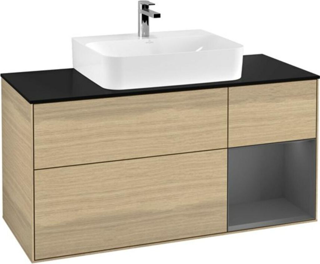 V&B Waschtischunterschrank Finion 120cm, Pl b m, Reg re Anthrac. m, Oa ven
