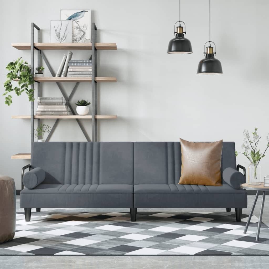Schlafsofa mit Armlehnen Dunkelgrau Samt , Schlafsofas Produktbild 