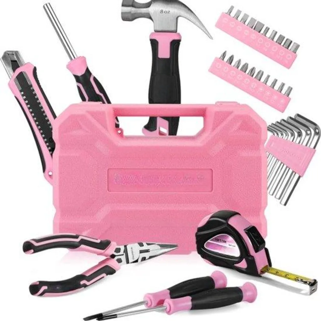 Boîte à outils rose 35 pièces : ne cherchez plus vos outils de secours