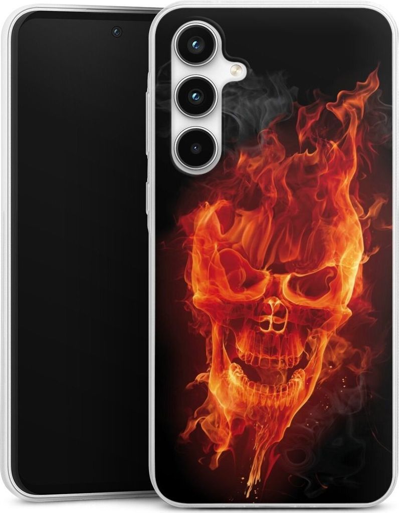 DeinDesign Slim Hülle für Samsung Galaxy A35 5G Silikon Case Ultra Dünn Handyhülle Feuer Schädel Totenkopf