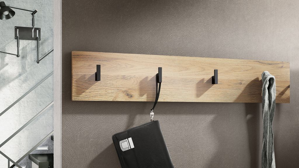 Vladon Appendino Da Parete Linea In MDF Lucido Crema | 6 Ganci, 110,5x14,5x3,5 Cm | Pratico E Salvaspazio Per Corridoi Stretti, Ingresso, Guardaroba | Made In Germany