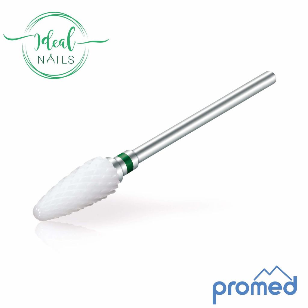 PROMED Keramik-Fräser Kegel – Profi Nail Bit für harte Nägel, Gel & Acryl - grob (grün)