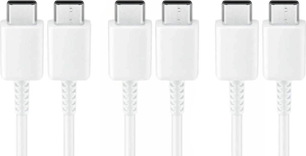 3x Typ-C Schnell-Ladekabel für Original Samsung Galaxy A3 (2017), A5 (2017) Datenkabel 5A super-schnell weiß 1m beidseitig USB Type-C super-fast-...