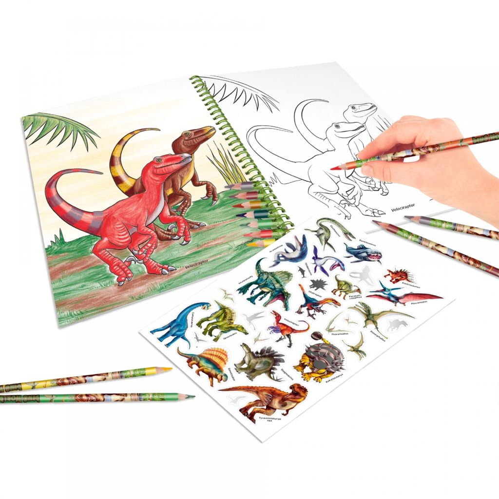 Depesche 6852 Dino World Malbuch mit Buntstiften Dinosaurier Kreativset 