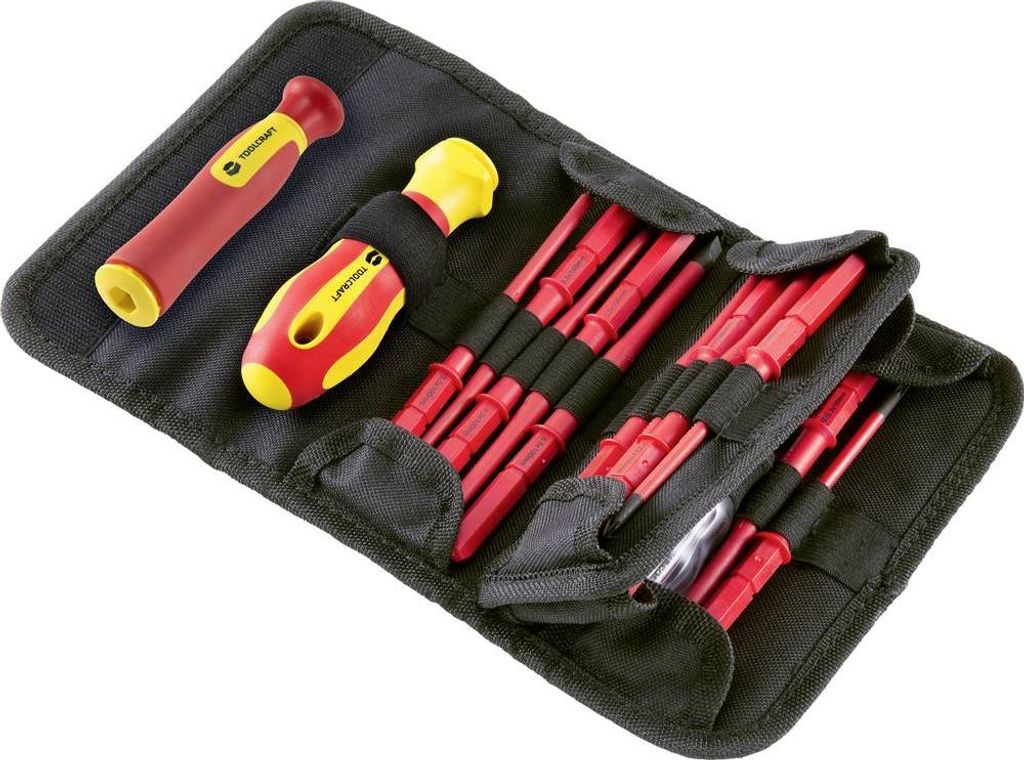 TOOLCRAFT 2236585 Elektronik- u. Feinmechanik, Elektriker, VDE, Werkstatt Wechselklinge 18teilig Schlitz, Außen-Sechsru