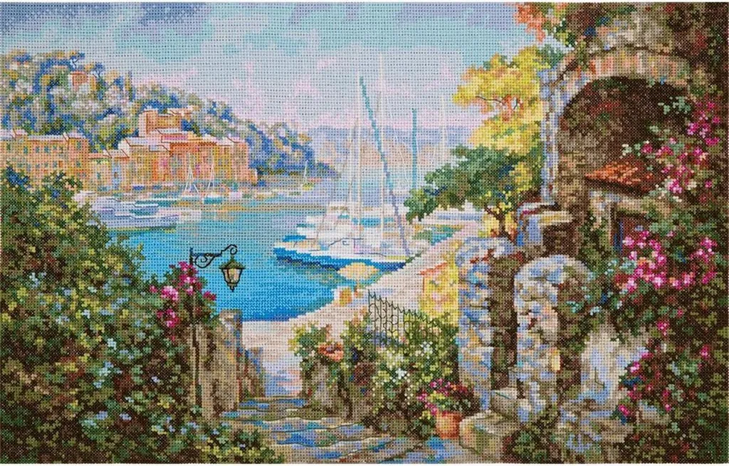 Kit point de croix Panna bord de mer méridionale 45cm avec fils inclus