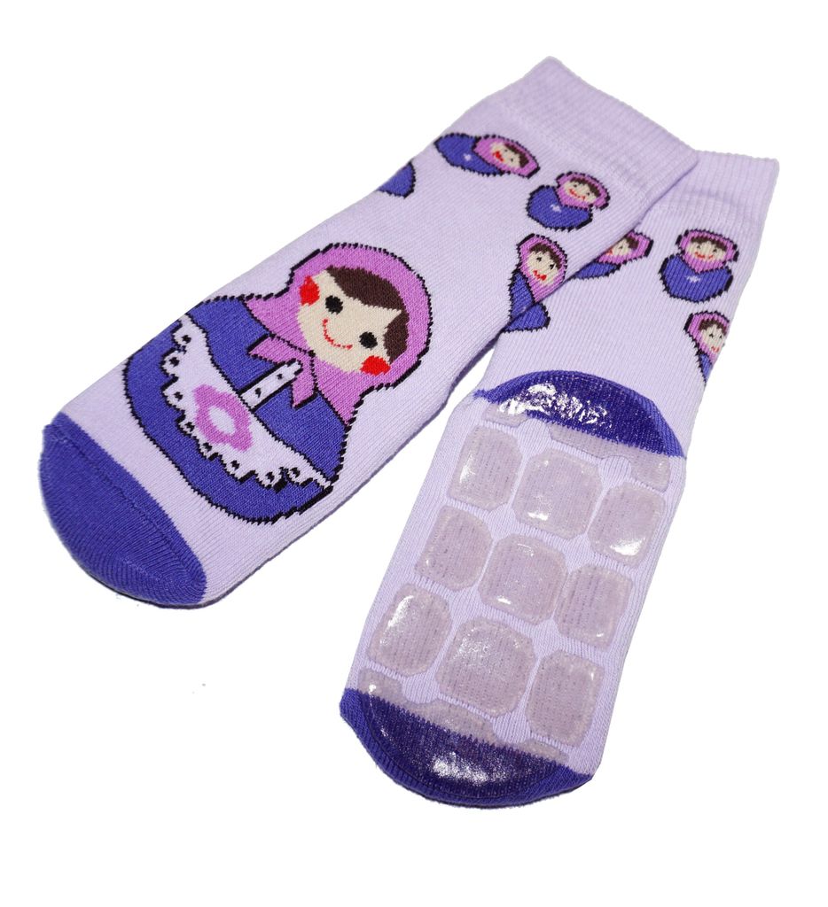 Kinder ABS-Socken aus Baumwolle Matroschka Flieder Größe 35-38