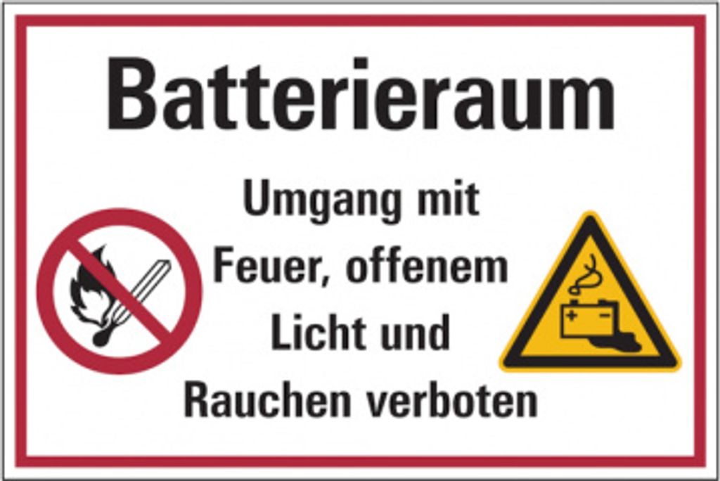 Dreifke Hinweisschild, Batterieraum, 200 x 300 mm, Folie selbstklebend 1 Stk.