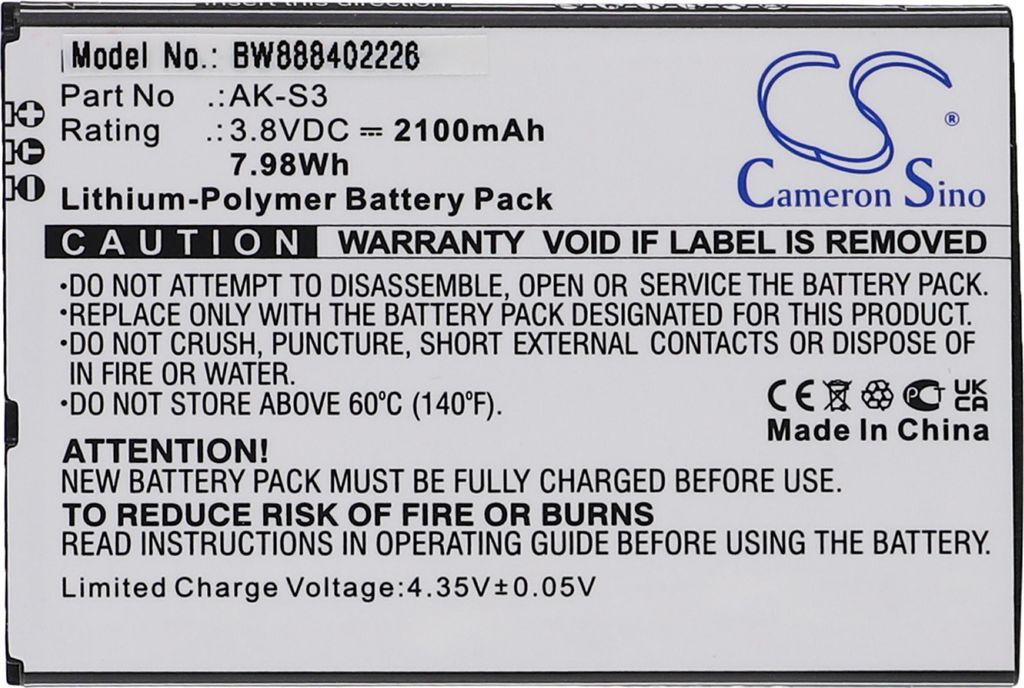 vhbw Akku Ersatz für Emporia AK-S3 für Handy Smartphone Senioren Telefon (2100 mAh, 3,8 V, Li-Polymer)