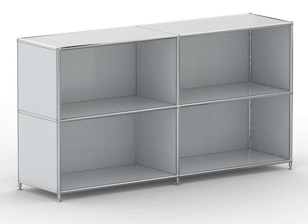 Regal Büro, 4 offene Fächer, Breite 152 cm, Lichtgrau